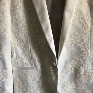 Wedding Skinny Blazer with Cream Floral Embroidery